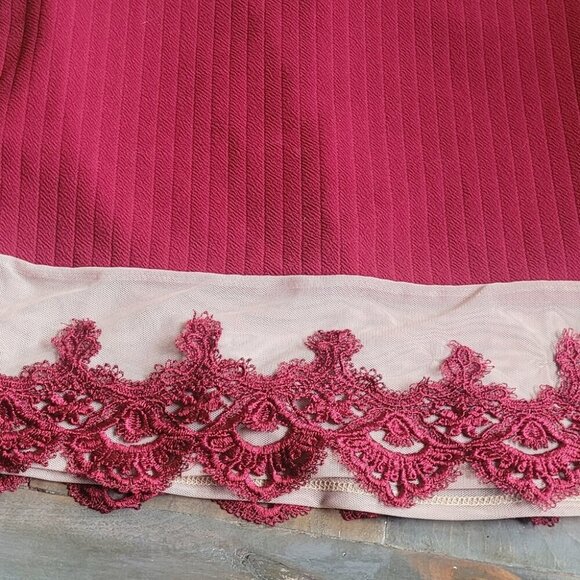 Route 3 Red Halter Lace Trim Dress S - Picture 8 of 10